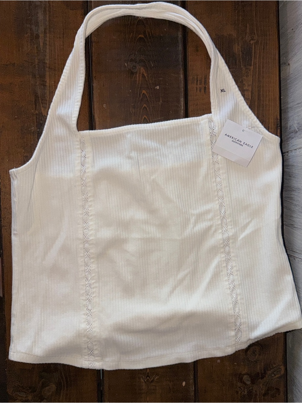 American Eagle Outfitters White Ribbed Tank Top
